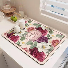Dish Drying Mat Diatom Mud Absorbent Pad Non-slip Heat Insulation