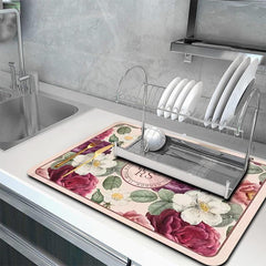 Dish Drying Mat Diatom Mud Absorbent Pad Non-slip Heat Insulation