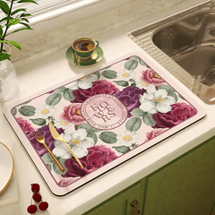 Dish Drying Mat Diatom Mud Absorbent Pad Non-slip Heat Insulation