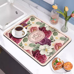 Dish Drying Mat Diatom Mud Absorbent Pad Non-slip Heat Insulation