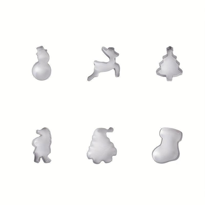 6pcs Christmas Cookie Cutters Stainless Steel Biscuit Molds Kitchen Accessories