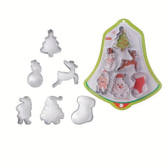 6pcs Christmas Cookie Cutters Stainless Steel Biscuit Molds Kitchen Accessories