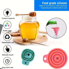 3pcs Mini Silicone Collapsible Funnels Portable Kitchen Wine Funnel