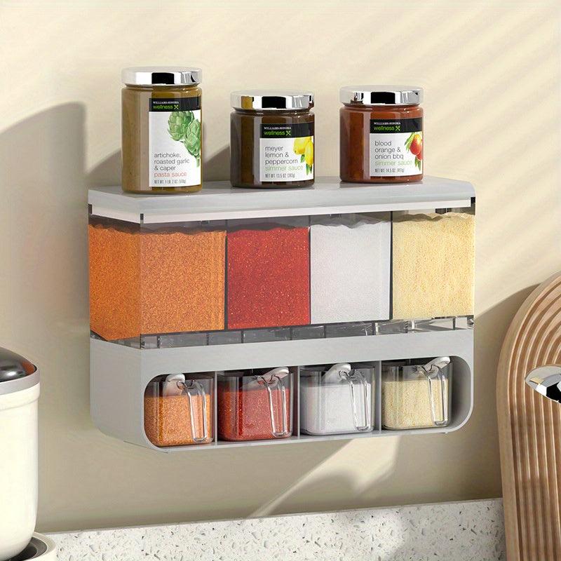 Wall Mounted Spice Jar Seasoning Box Set Moisture-proof Storage Container