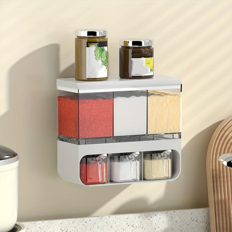 Wall Mounted Spice Jar Seasoning Box Set Moisture-proof Storage Container
