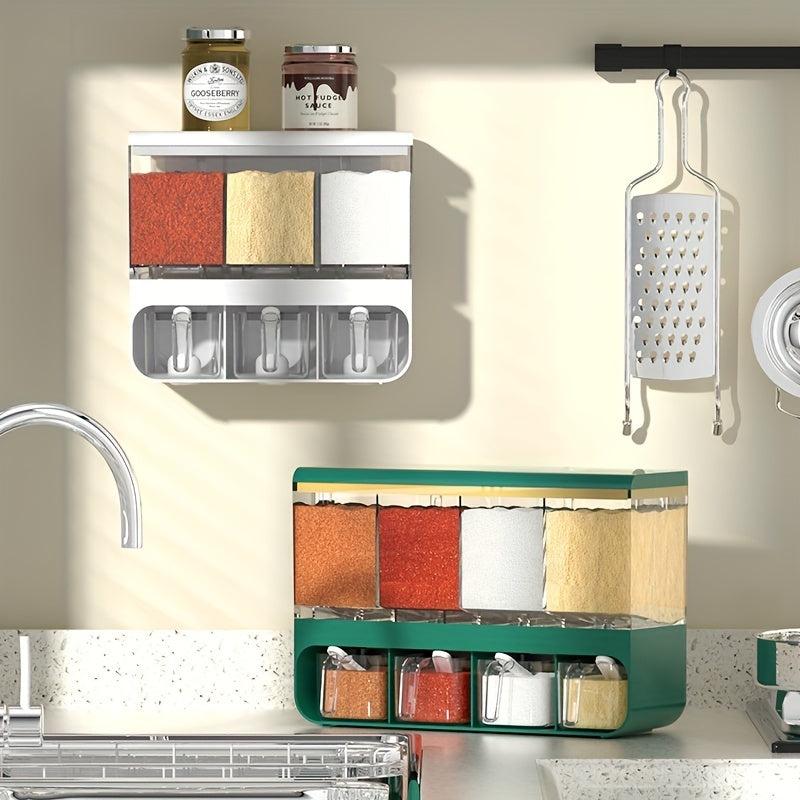 Wall Mounted Spice Jar Seasoning Box Set Moisture-proof Storage Container