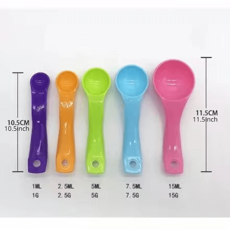 5pcs Kitchen Baking Tools Measuring Spoons Set Stackable Plastic Small