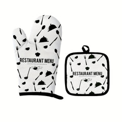 2pcs Colorful Printed Cotton Oven Mitts Heat Resistant Mat