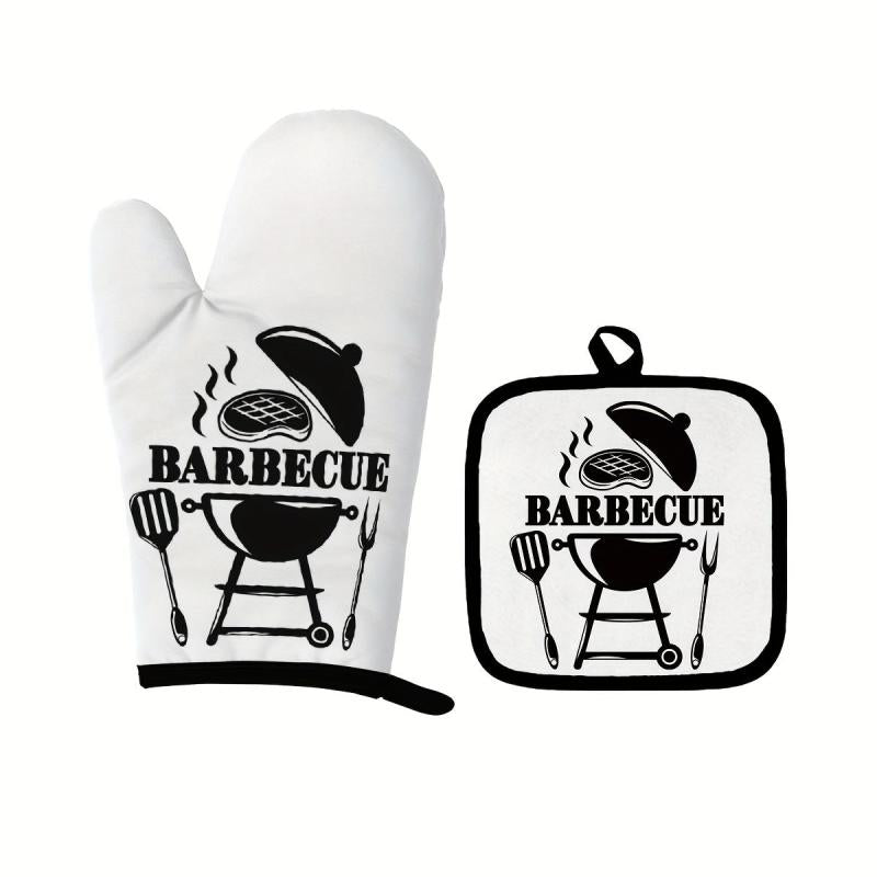 2pcs Colorful Printed Cotton Oven Mitts Heat Resistant Mat