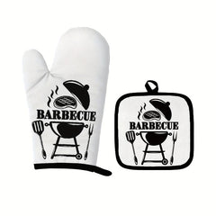 2pcs Colorful Printed Cotton Oven Mitts Heat Resistant Mat