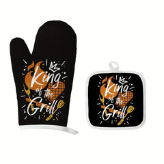 2pcs Colorful Printed Cotton Oven Mitts Heat Resistant Heat Insulation Mat