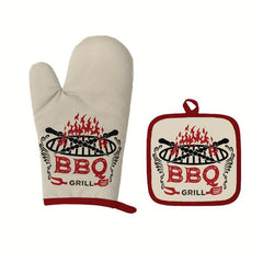 2pcs Colorful Printed Cotton Oven Mitts Heat Resistant Heat Insulation Mat
