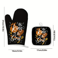 2pcs Colorful Printed Cotton Oven Mitts Heat Resistant Heat Insulation Mat