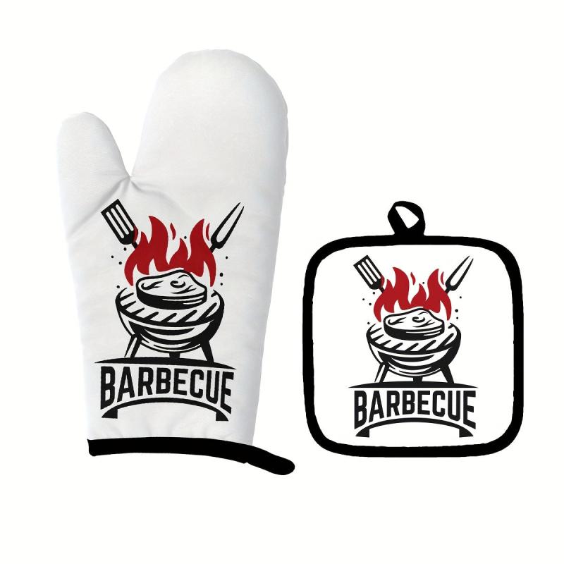 2pcs Colorful Printed Cotton Oven Mitts Heat Resistant Heat Insulation Mat