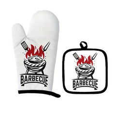 2pcs Colorful Printed Cotton Oven Mitts Heat Resistant Heat Insulation Mat