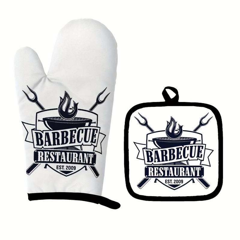 2pcs Colorful Printed Cotton Oven Mitts Heat Resistant Heat Insulation Mat
