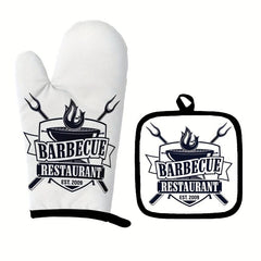 2pcs Colorful Printed Cotton Oven Mitts Heat Resistant Heat Insulation Mat