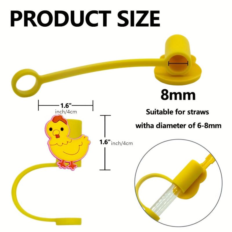 8pcs Cartoon Animal Silicone Straw Tips Cover