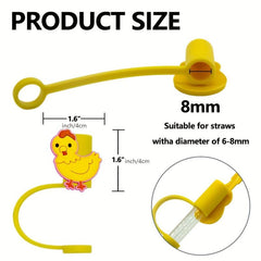 8pcs Cartoon Animal Silicone Straw Tips Cover