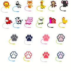 8pcs Cartoon Animal Silicone Straw Tips Cover