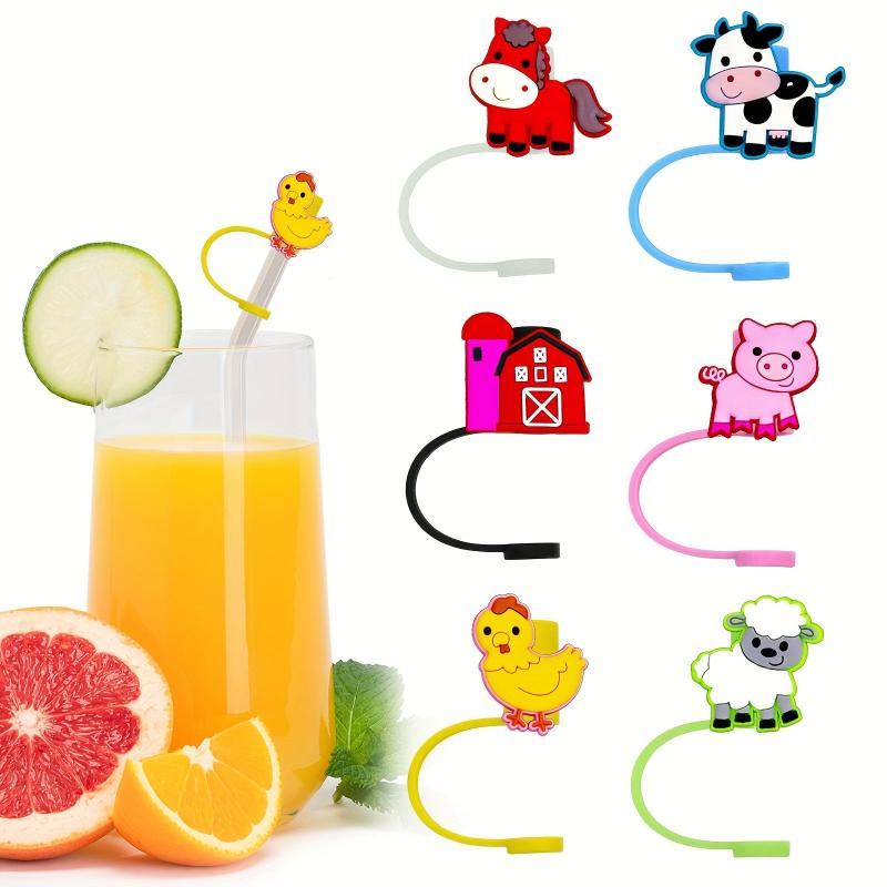 8pcs Cartoon Animal Silicone Straw Tips Cover