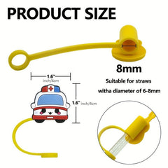8pcs Medical Straw Tips Reusable Toppers Silicone Caps Party Bag