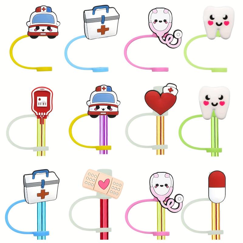 8pcs Medical Straw Tips Reusable Toppers Silicone Caps Party Bag