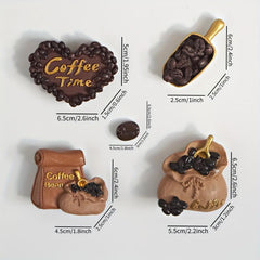 4pcs Cartoon Coffee Fridge Magnets Refrigerator Whiteboard Sticker