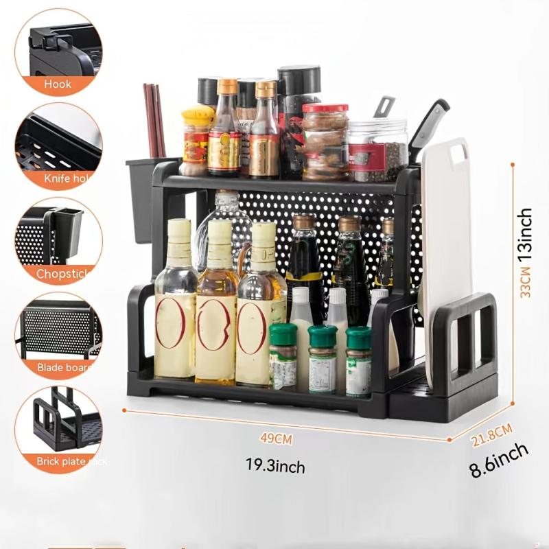 Countertop Spice Rack Organizer with Holder and Cutting Board
