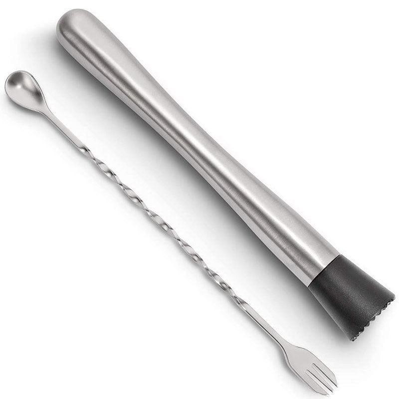 Stainless Steel Cocktail Muddler And Mixing Spoon Set