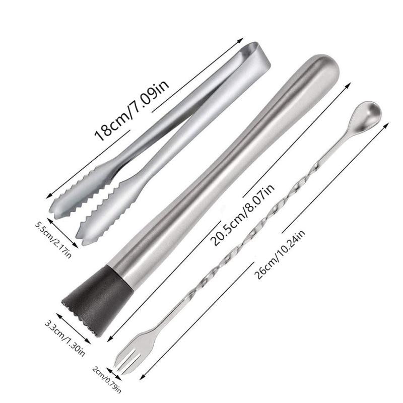 Stainless Steel Cocktail Muddler And Mixing Spoon Set