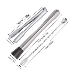 Stainless Steel Cocktail Muddler And Mixing Spoon Set