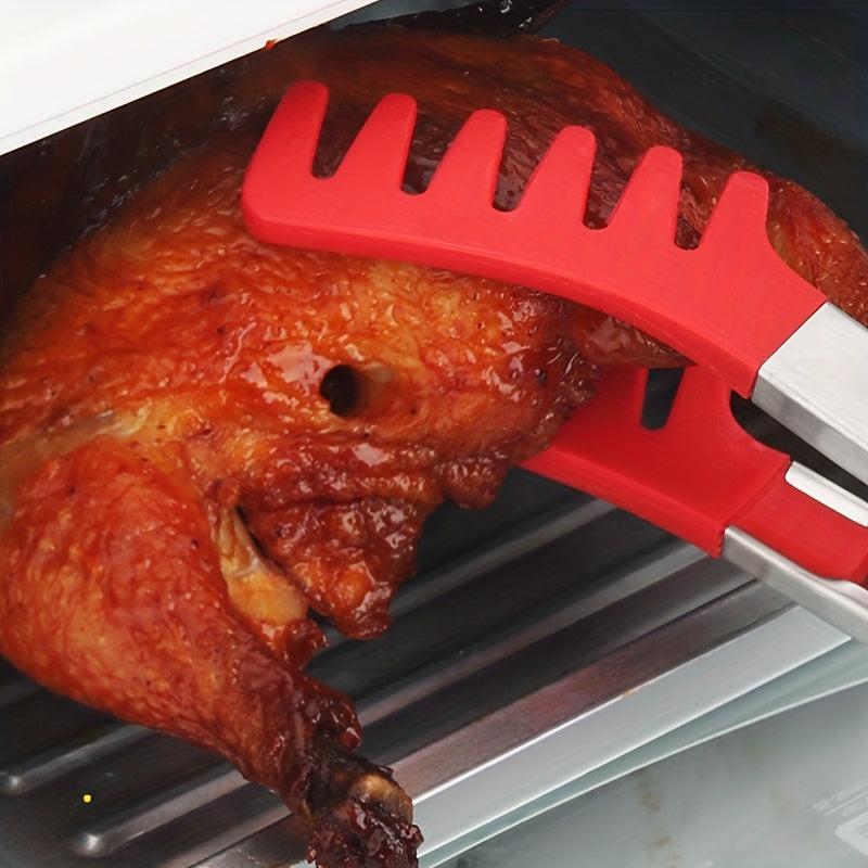 Stainless Steel & Silicone Food Tongs - Multifunctional Anti-Scalding BBQ Clip