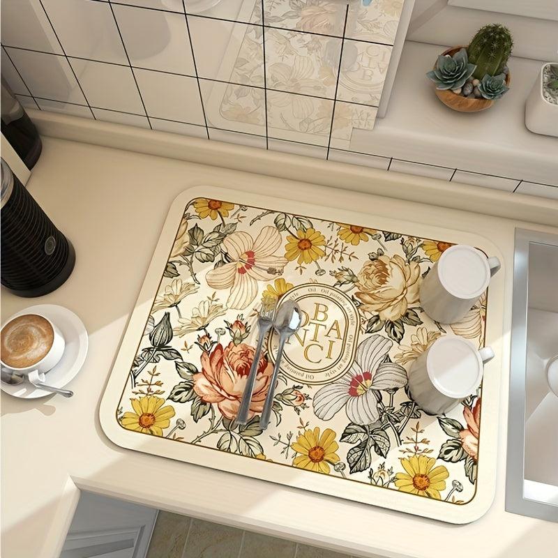 Rubber Dish Drying Mat Kitchen Countertop Drain Pad