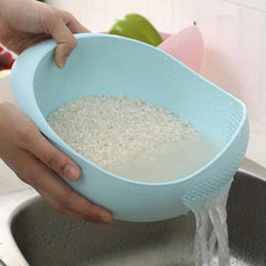 Hollow Drain Basket Plastic Rice Cleaning Basket Kitchen