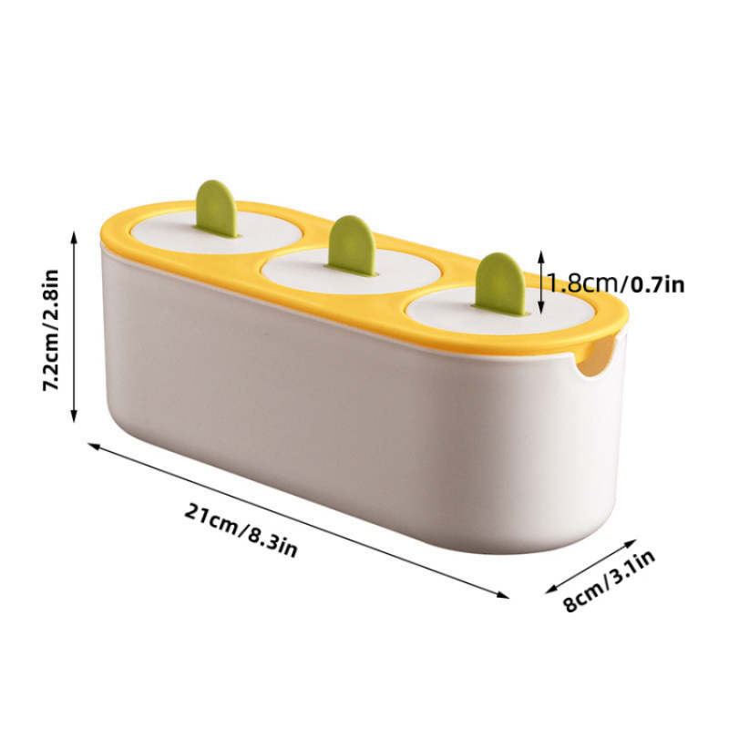 Ice Cream Mold Popsicle Molds DIY Reusable 3 Cavity Ice Maker for Homemade Food