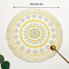 Boho Thread Placemat for Home Kitchen Heat Insulation Tassel Table Mat