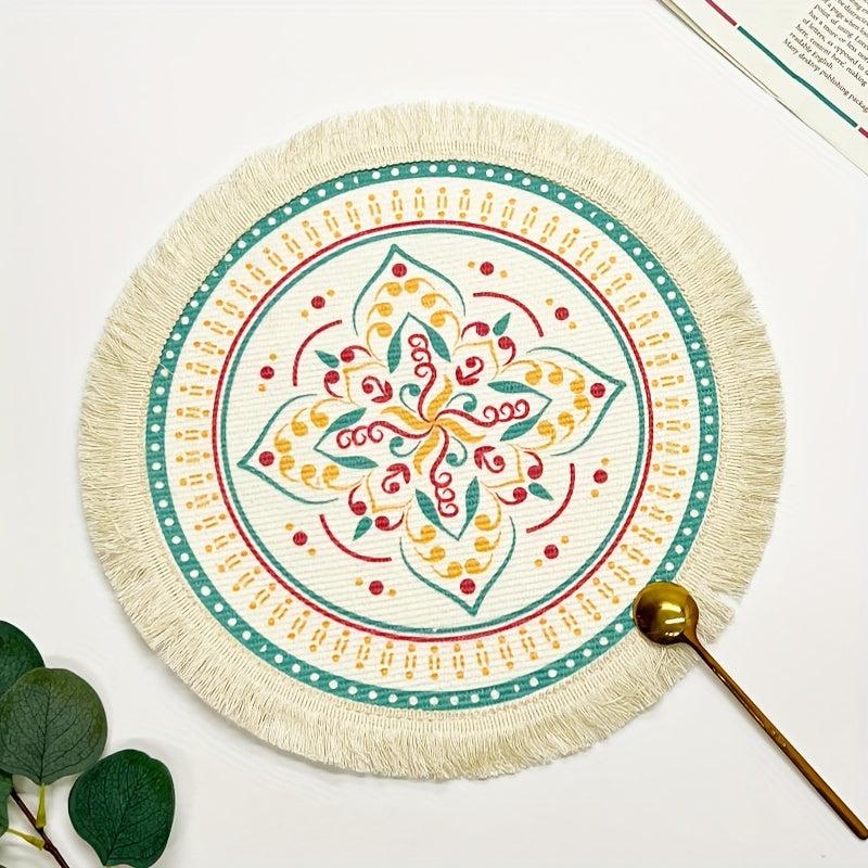 Boho Thread Placemat for Home Kitchen Heat Insulation Tassel Table Mat