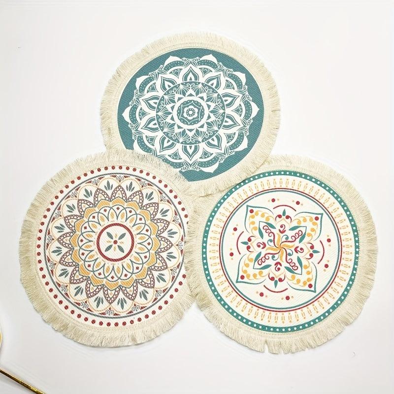 Boho Thread Placemat for Home Kitchen Heat Insulation Tassel Table Mat