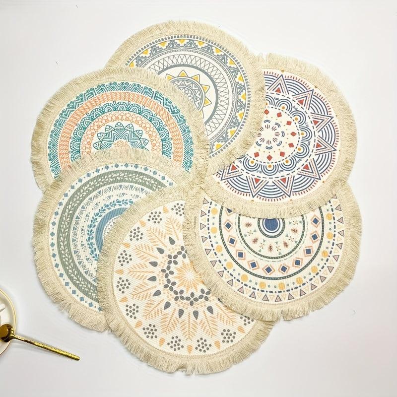 Boho Thread Placemat for Home Kitchen Heat Insulation Tassel Table Mat
