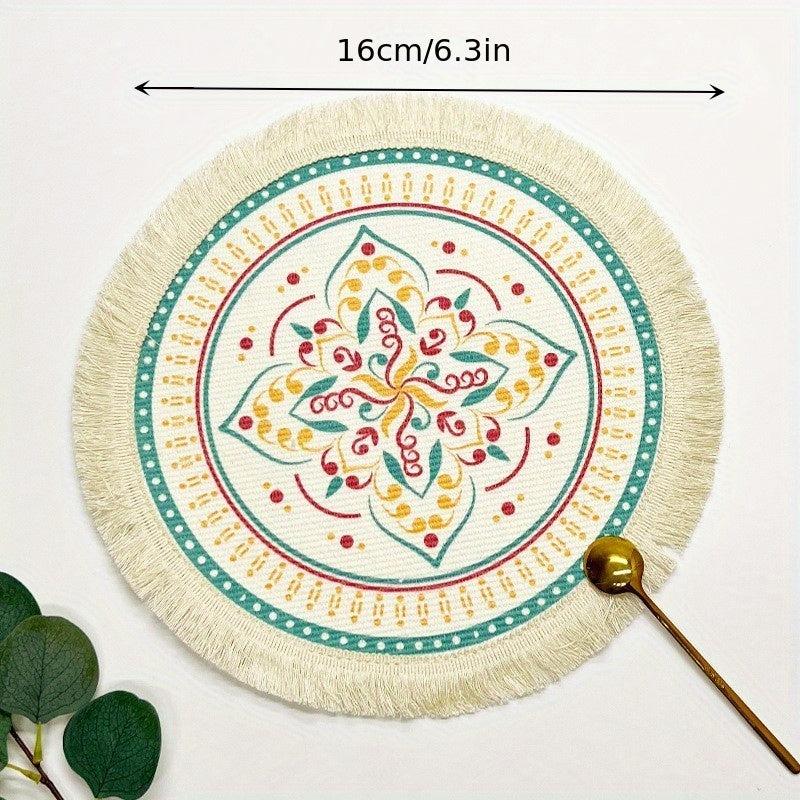 Boho Thread Placemat for Home Kitchen Heat Insulation Tassel Table Mat
