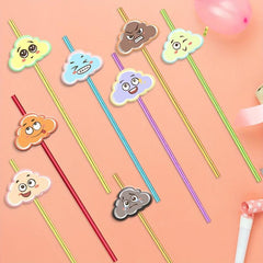 8pcs Cloud Reusable Straws with Brush for Family Gatherings
