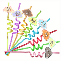 8pcs Cloud Reusable Straws with Brush for Family Gatherings