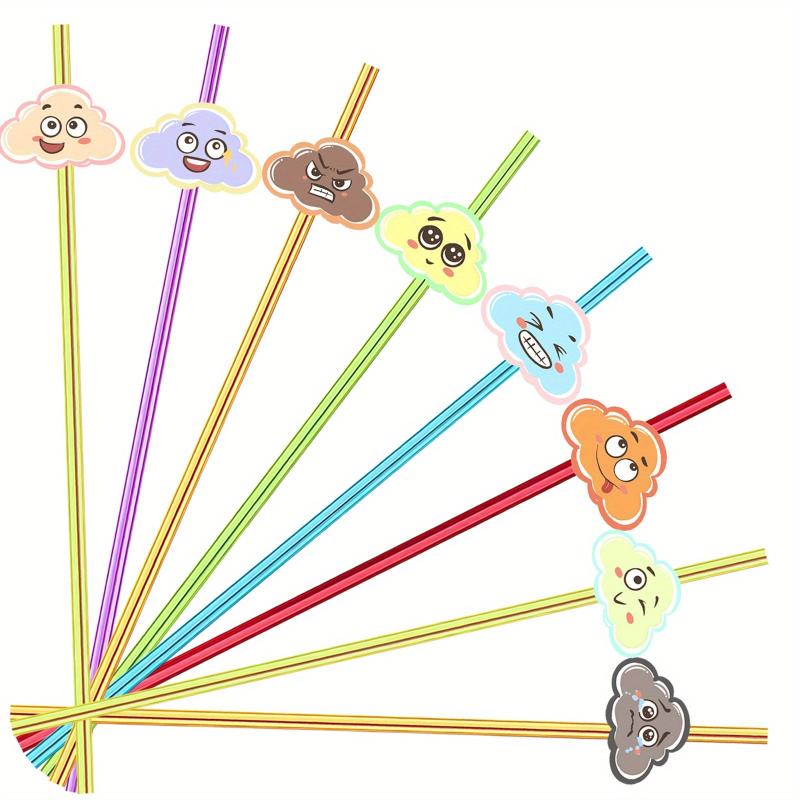 8pcs Cloud Reusable Straws with Brush for Family Gatherings