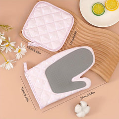 Set of 2 Colorful Cotton Oven Mitts Heat Resistant Microwave Baking