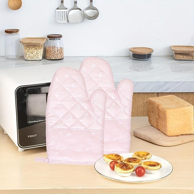 Set of 2 Colorful Cotton Oven Mitts Heat Resistant Microwave Baking
