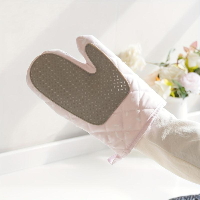 Set of 2 Colorful Cotton Oven Mitts Heat Resistant Microwave Baking