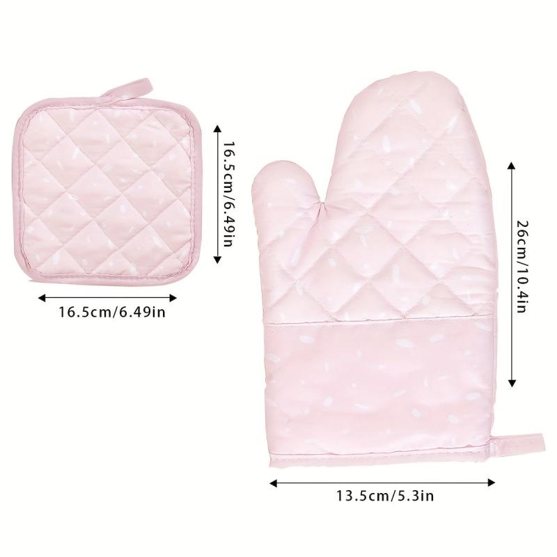 Set of 2 Colorful Cotton Oven Mitts Heat Resistant Microwave Baking