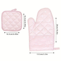 Set of 2 Colorful Cotton Oven Mitts Heat Resistant Microwave Baking