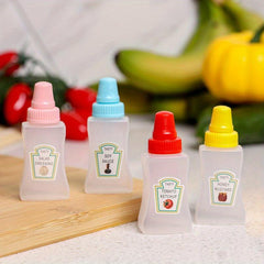4pcs Portable Mini Sauce Bottles for Office Lunchbox